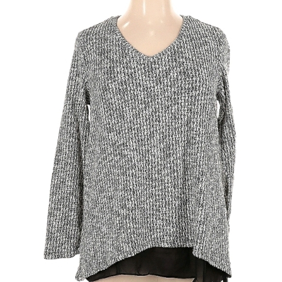 NWT Style & co. Jacquard Layered Look Chiffon Top V-Neck 0x - Picture 3 of 4